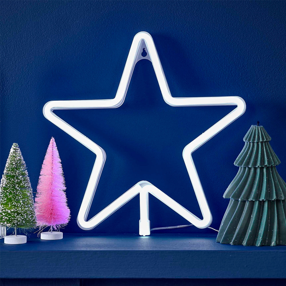 White Light Up Neon Christmas Star Light 28cm Party Packs