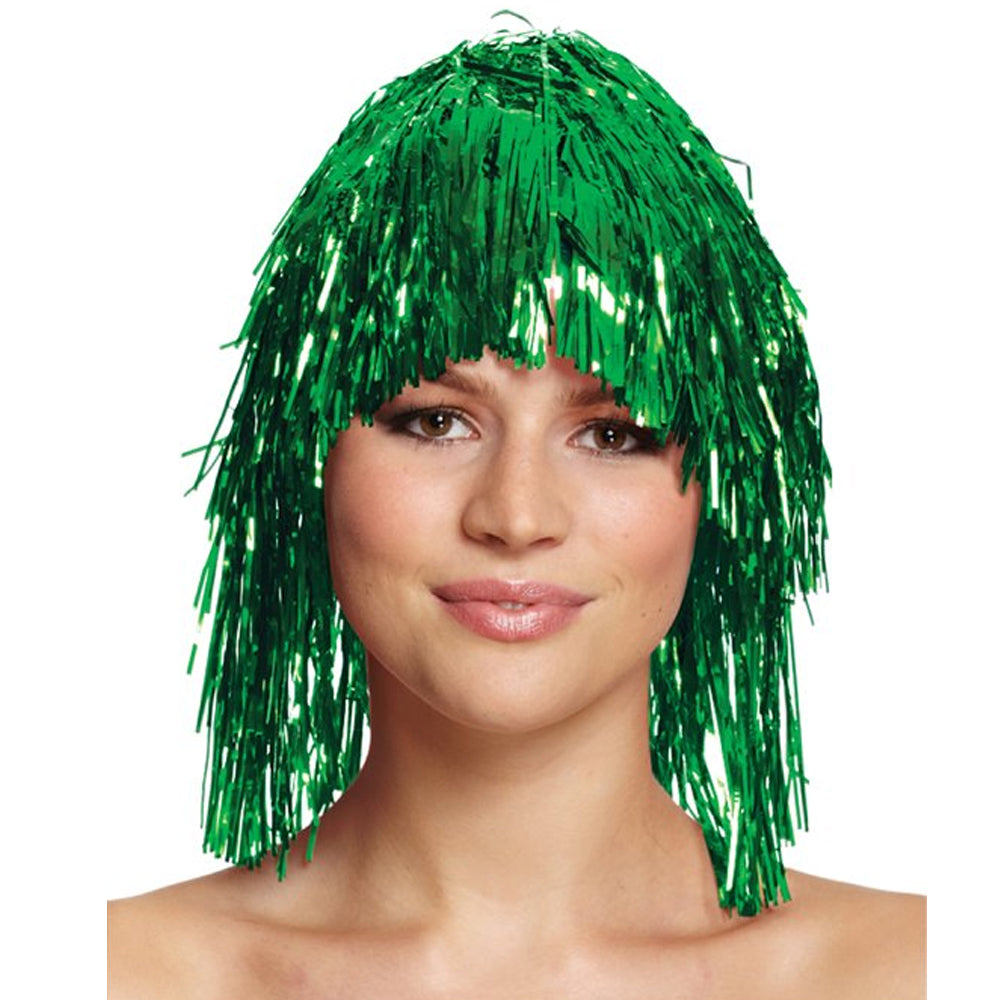 Green Tinsel Wig Party Packs