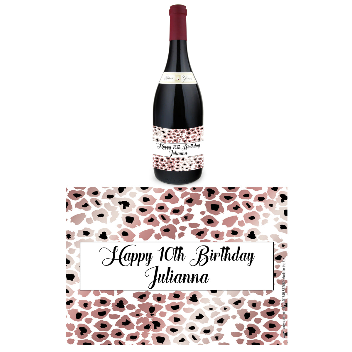 Rose Gold 50th Birthday Wine Label - MakePersonalized Birthday Wine Labels