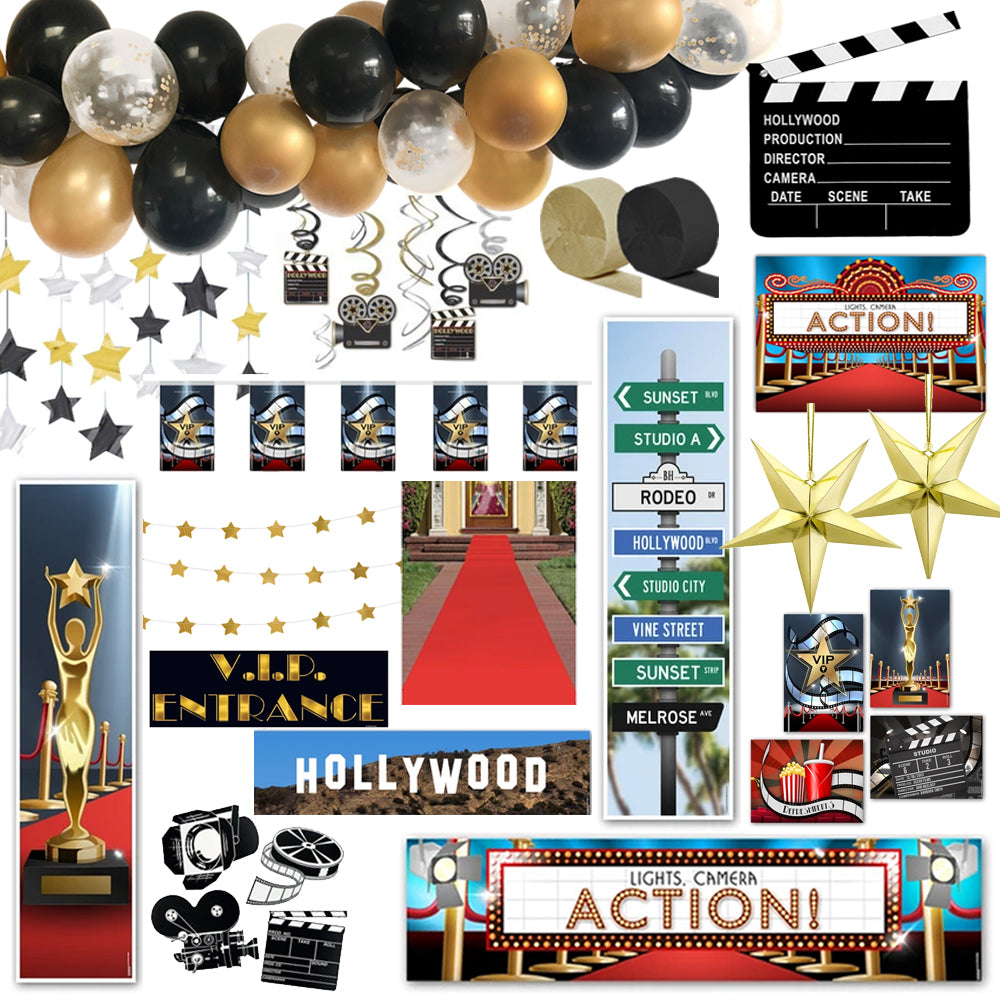 Movie Night Party Supplies Balloon Bouquet Decorations Hollywood Film  Clapper