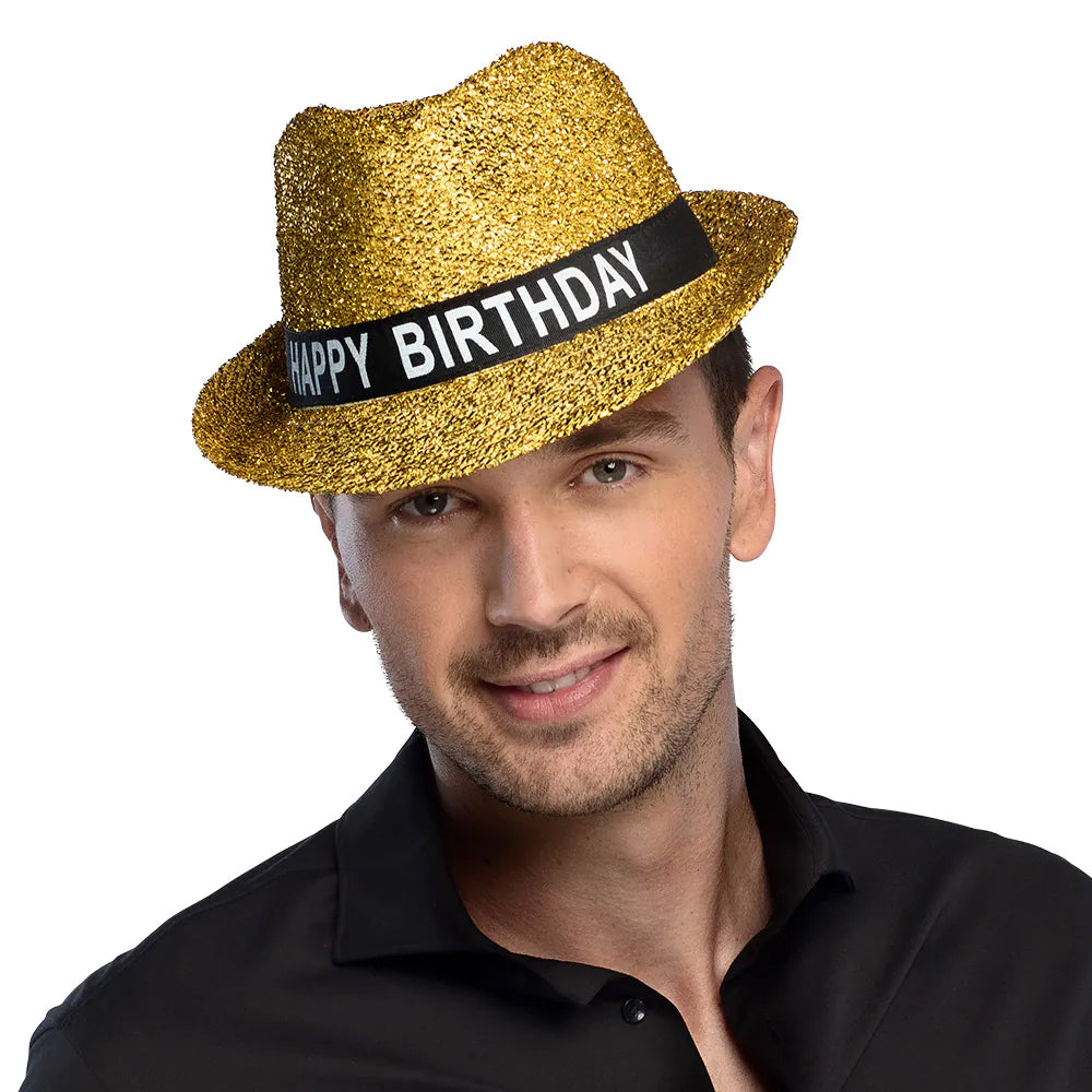 Happy Birthday Gold Sparkle Hat