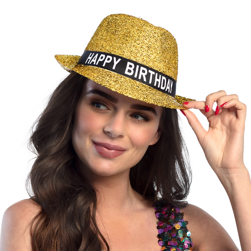 Happy Birthday Gold Sparkle Hat