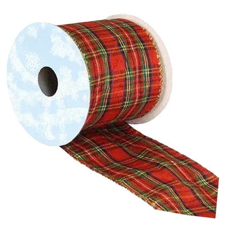 Tartan Red & Green Ribbon - 63mm - 9.14m