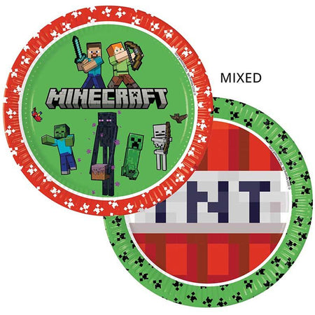 Minecraft TNT Paper Plates - 23cm - Pack of 8