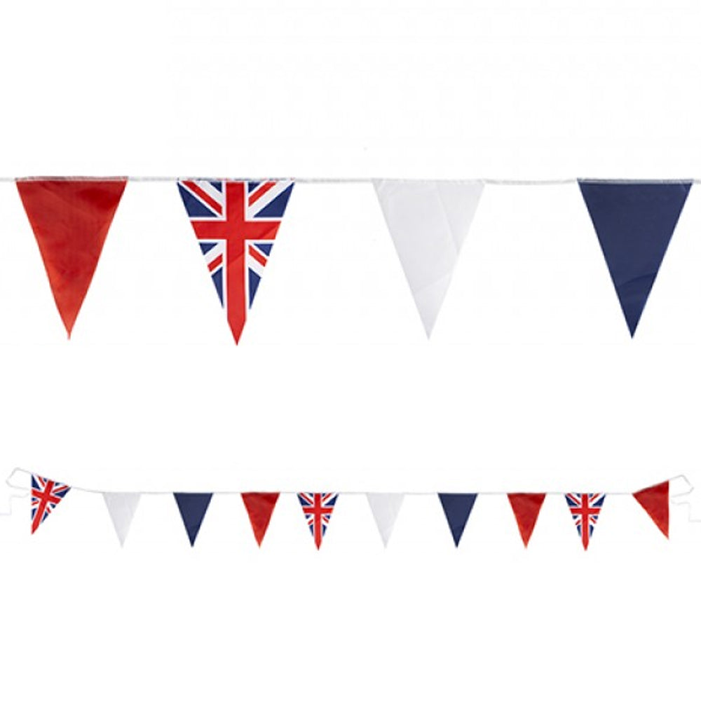 Red, White and Blue and Union Jack Flag Fabric Bunting - 6m