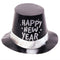 Happy New Year Black Foil Glitter Top Hat