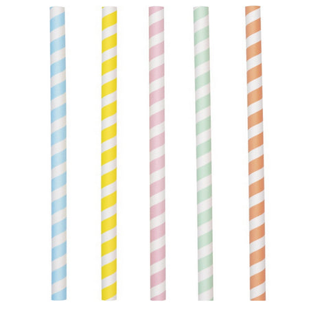 Pastel Colours Paper Milkshake Straws - Pack of 10