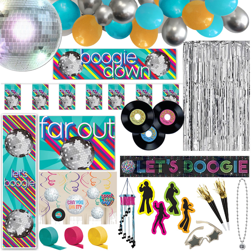 70s Party Decorations Disco Birthday Party Decorations Large Disco Birthday  Banner Backdrop and 52 Pieces Disco Ball Balloons Garland Kit Disco Fever