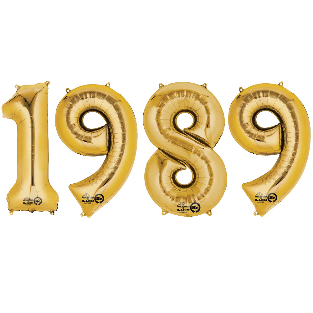 1989 Gold Foil Number Balloon Pack - 16"