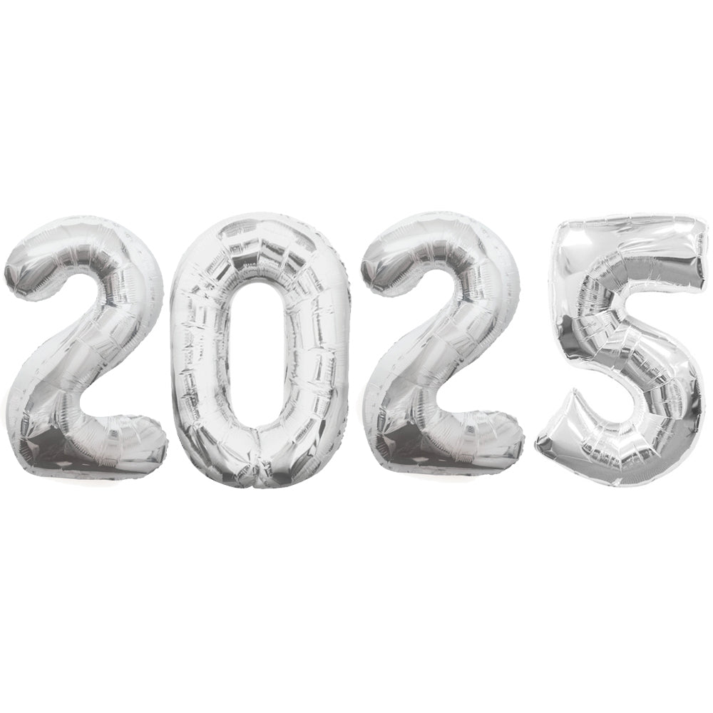 2025 Silver New Year Foil Number Balloons - 34"