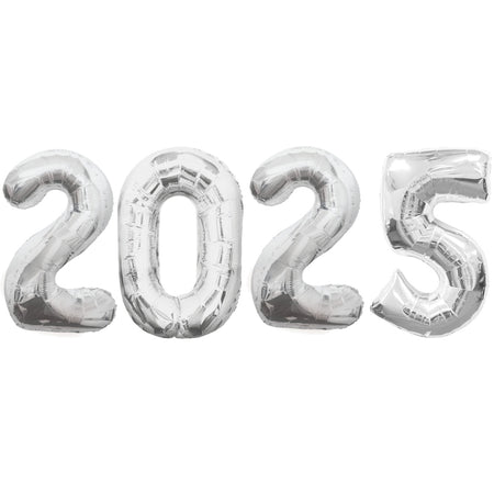 2025 Silver New Year Foil Number Balloons - 34