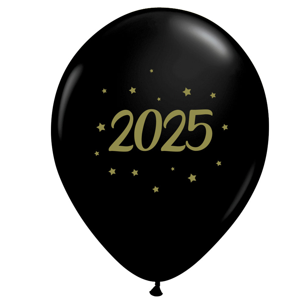 Happy 2025 New Year Latex Balloons - 12" - Pack of 10