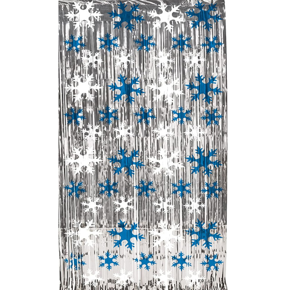 Snowflake Silver Foil Shimmer Curtain - 2.44m