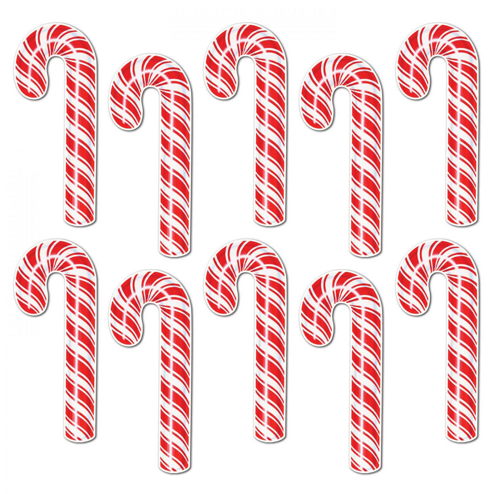 Candy Cane Cutout Decorations - 19cm - Pack of 10