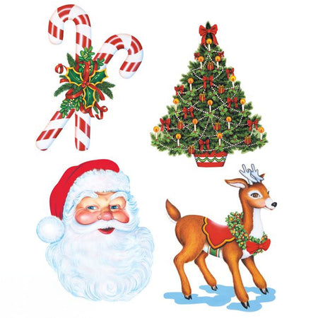 Christmas Cutout Wall Decorations - 40cm - Pack of 4