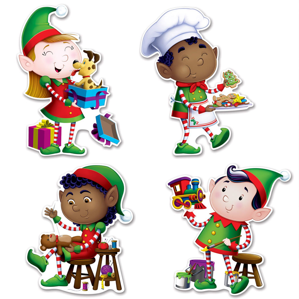 Christmas Elves Cutouts - Pack of 4