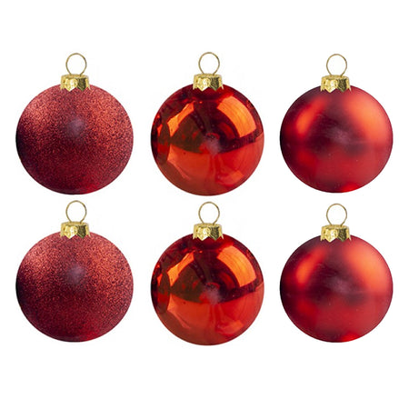 Red Christmas Baubles - Pack of 6