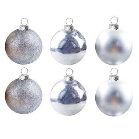 Silver Christmas Baubles - Pack of 6