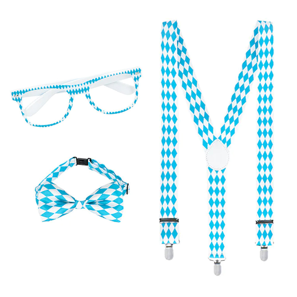 Oktoberfest Bavarian Accessory Kit - Glasses, Bow Tie & Braces