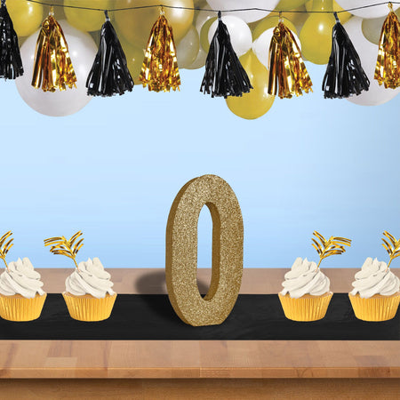 Gold Glitter Number 0 Table Decoration - 20cm