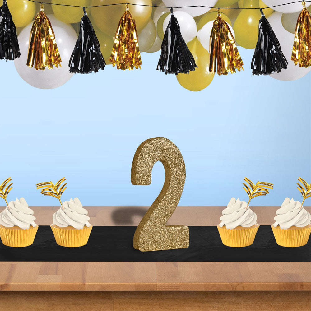 Gold Glitter Number 2 Table Decoration - 20cm