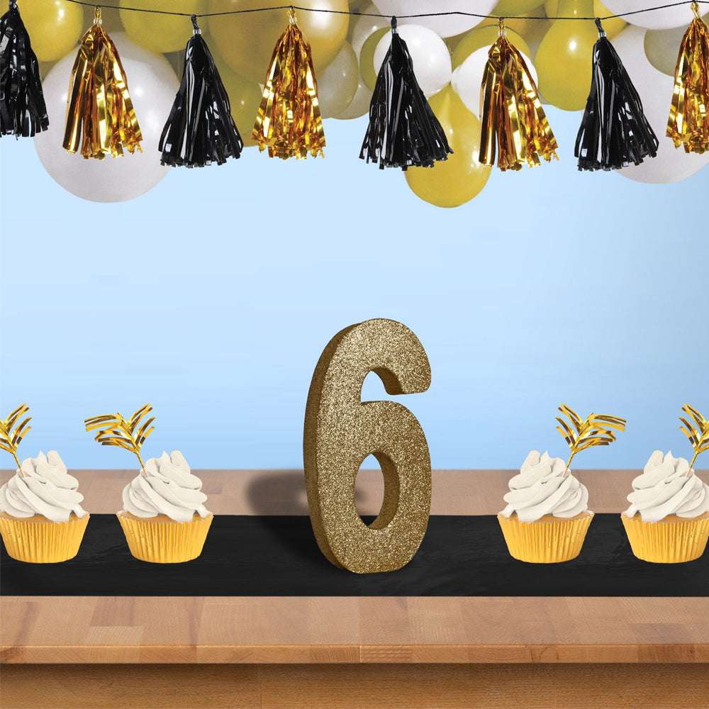 Gold Glitter Number 6 Table Decoration - 20cm