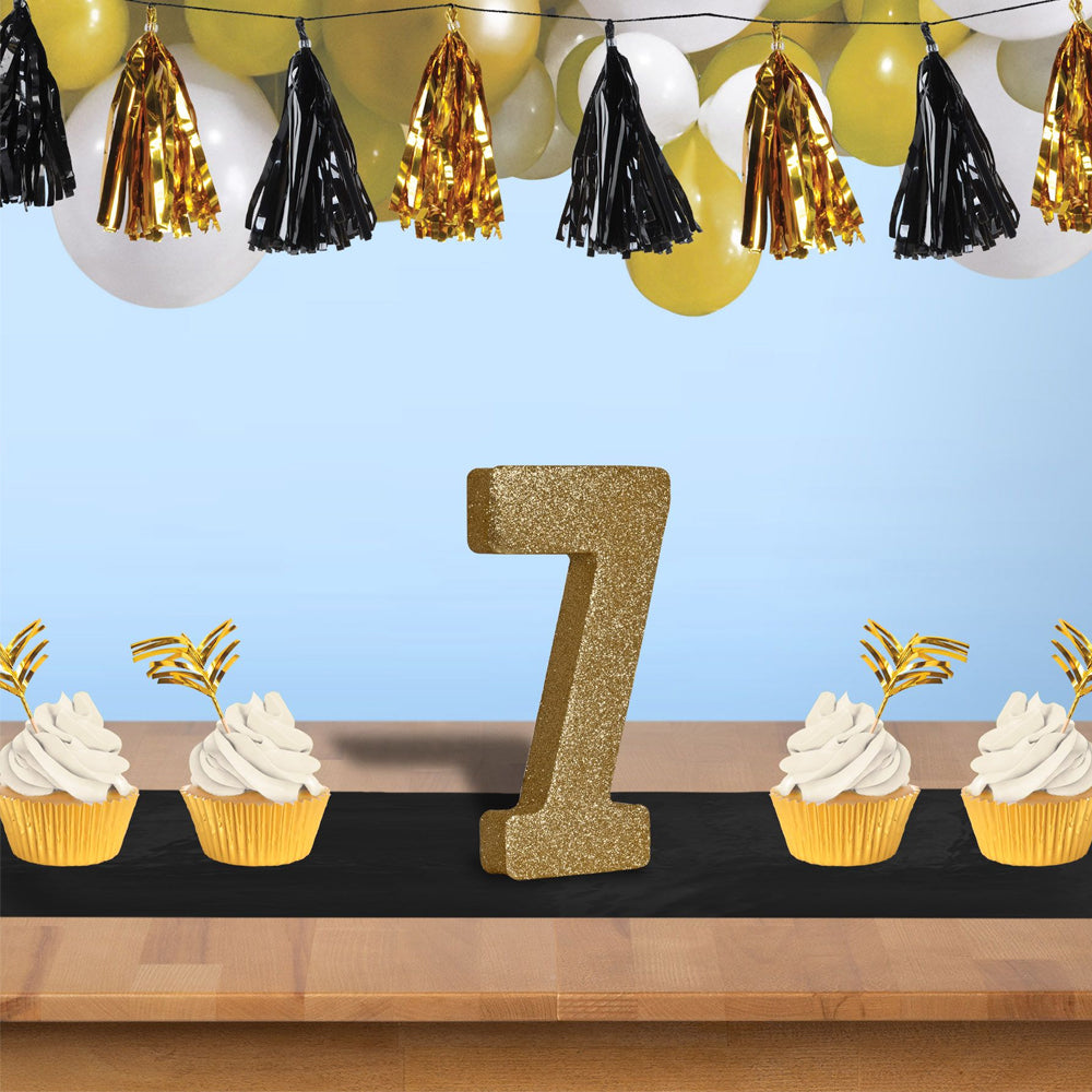 Gold Glitter Number 7 Table Decoration - 20cm