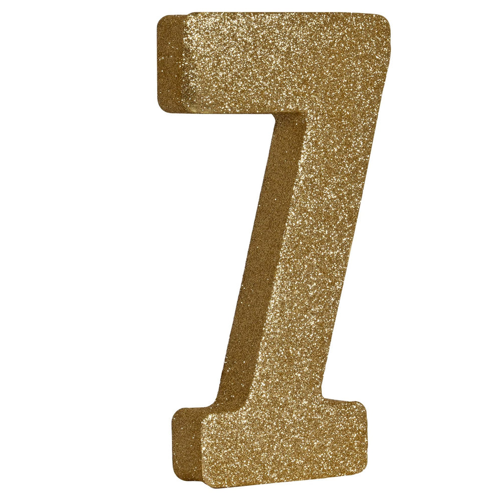 Gold Glitter Number 7 Table Decoration - 20cm