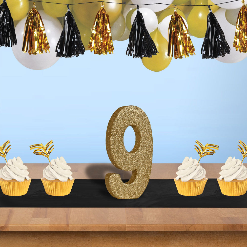 Gold Glitter Number 9 Table Decoration - 20cm