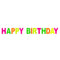 Neon Happy Birthday Banner - 2.3m