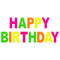 Neon Happy Birthday Banner - 2.3m