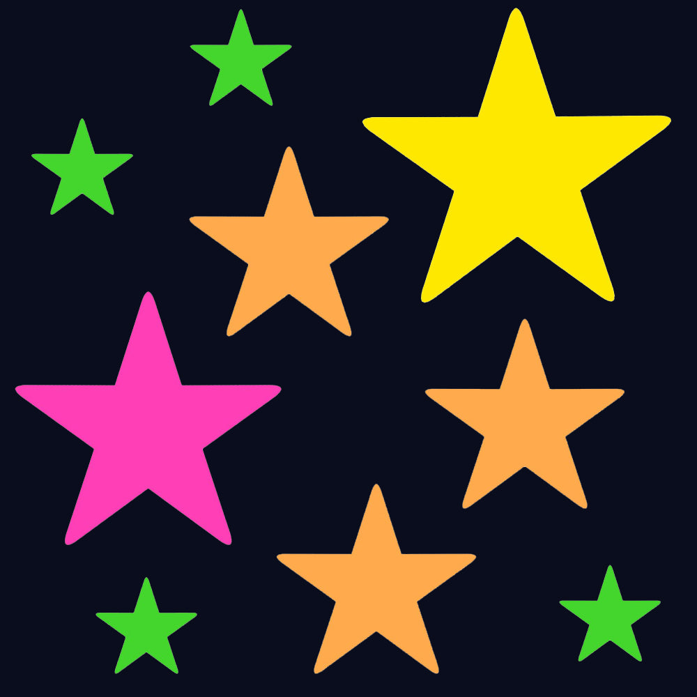 Neon Star Card Cutouts - Pack of 9