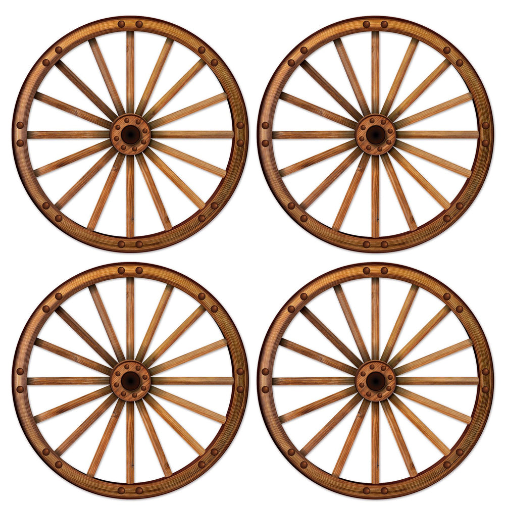 Wagon Wheel Cutouts Decorations - 43cm - Pack of 4