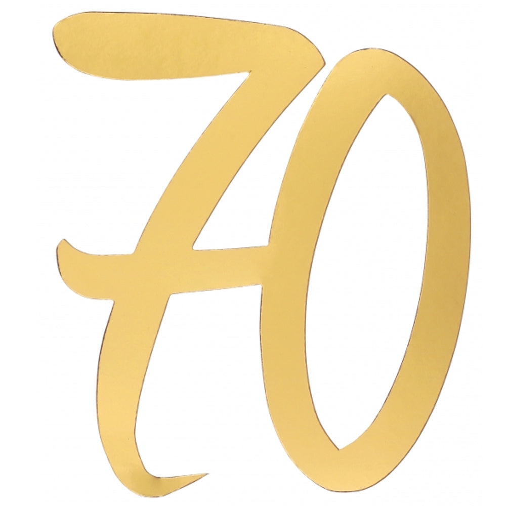 Large Gold Metallic Number 70 Confetti Cutouts - 20cm x 18cm - Pack of 4