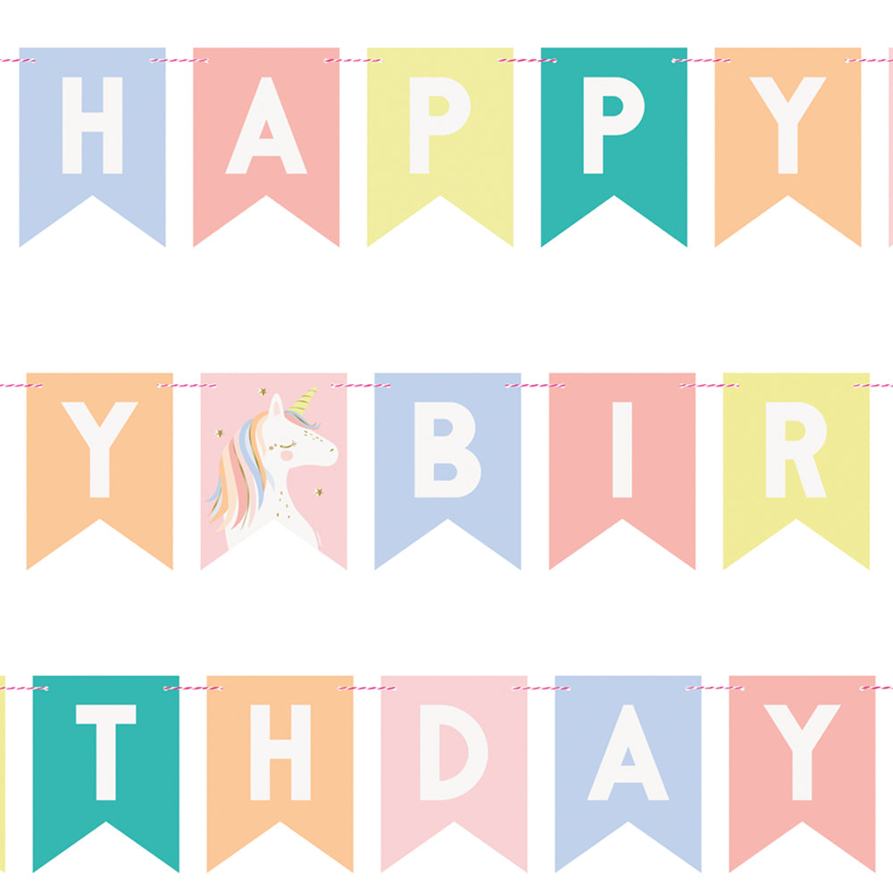 Dainty Unicorn Happy Birthday Banner - 2.13m