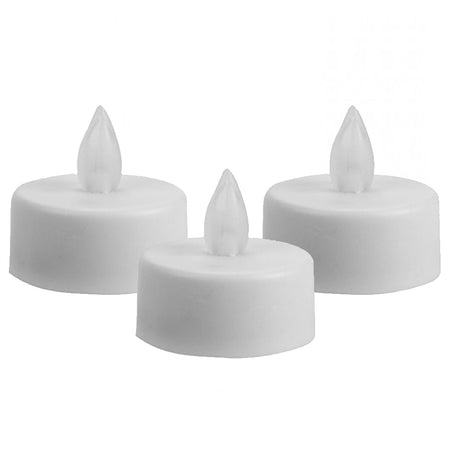 White LED Flickering Tea Light Candles - Pack of 3