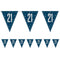 Birthday Glitz Blue 21st Flag Bunting - 2.7m