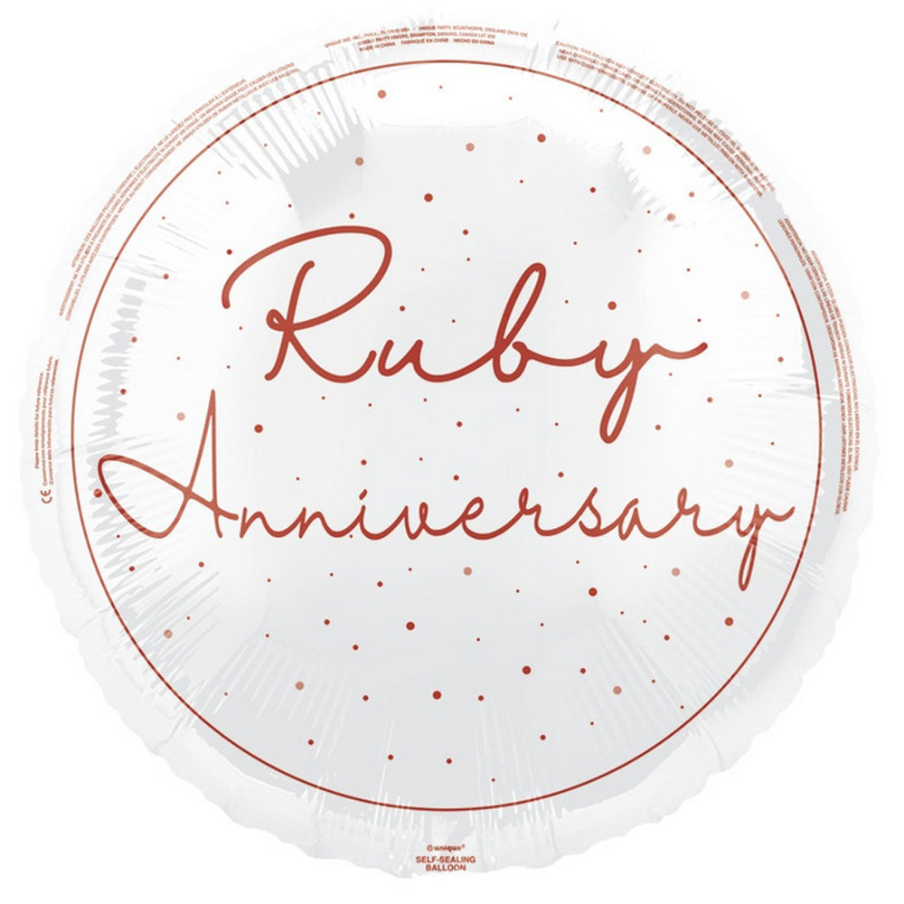 Ruby Anniversary Foil Balloon - 18"