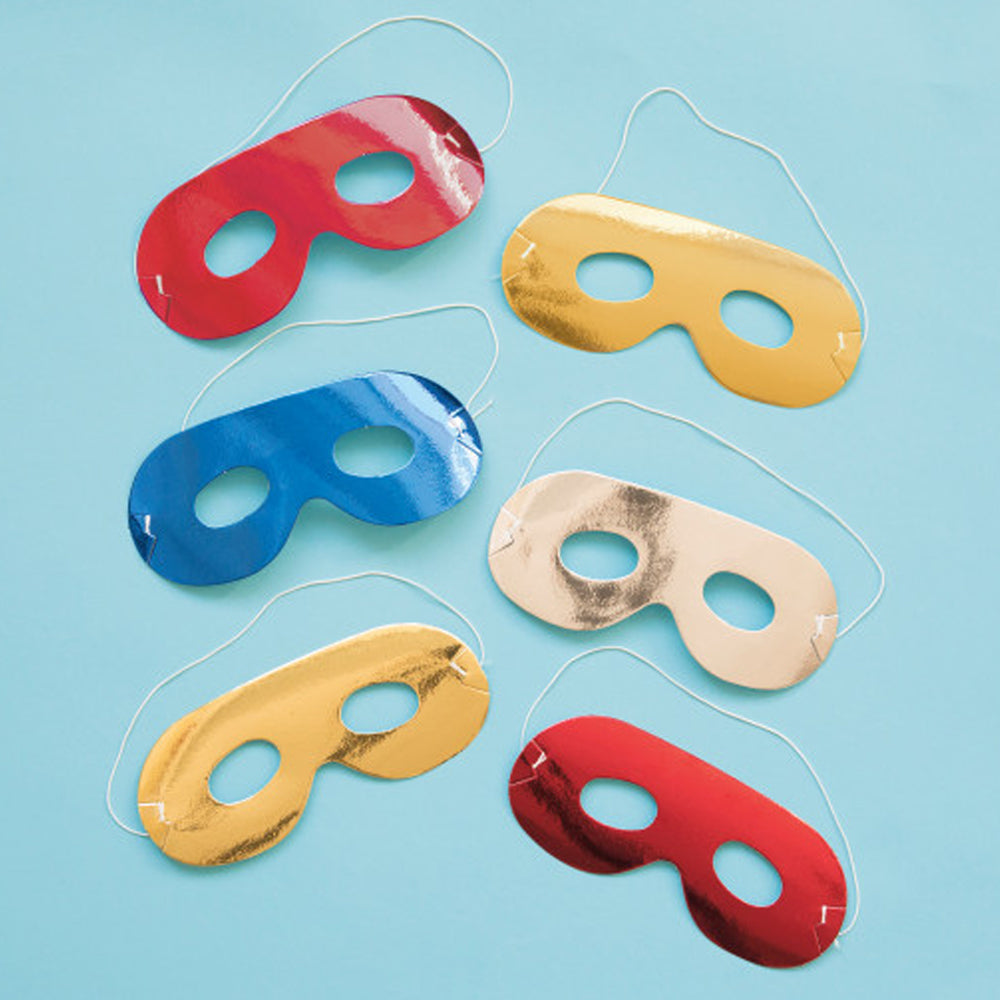 Metallic Foil Eye Masks - Assorted Colours - Pack of 8