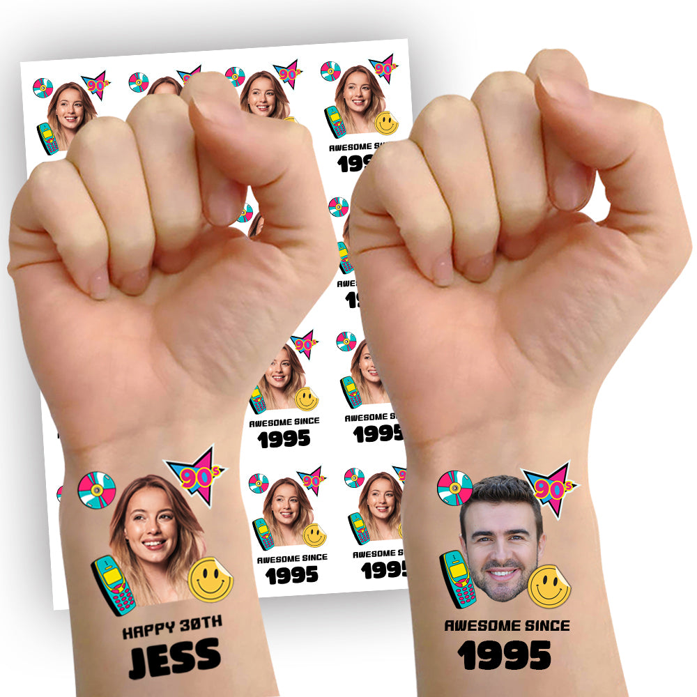 90's Personalised Temporary Tattoos - Pack of 16