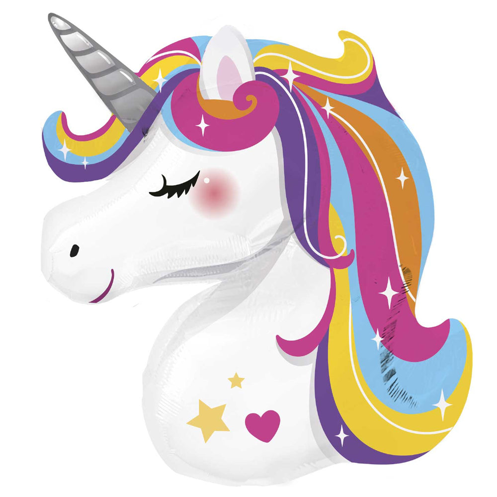 Giant Rainbow Unicorn Supershape Foil Balloon - 33"