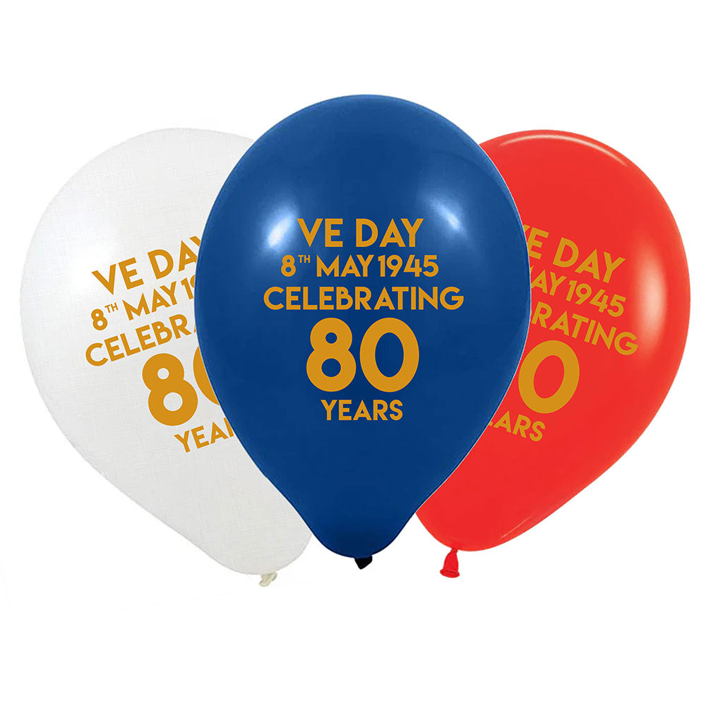 VE Day 80th Anniversary Latex Balloons - Pack Of 10