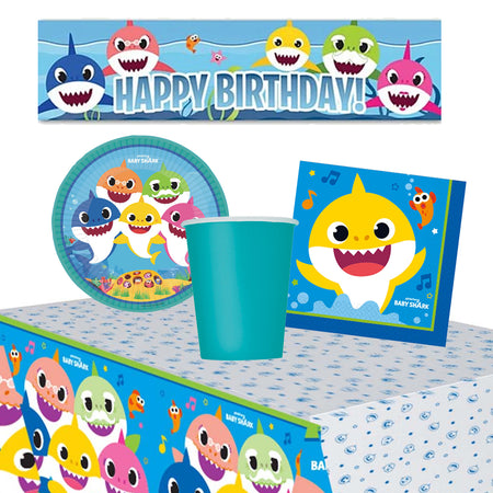 Baby Shark Tableware Pack for 8 with FREE Banner!