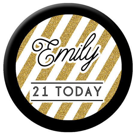 Personalised Black & Gold Badge - 58mm - Each