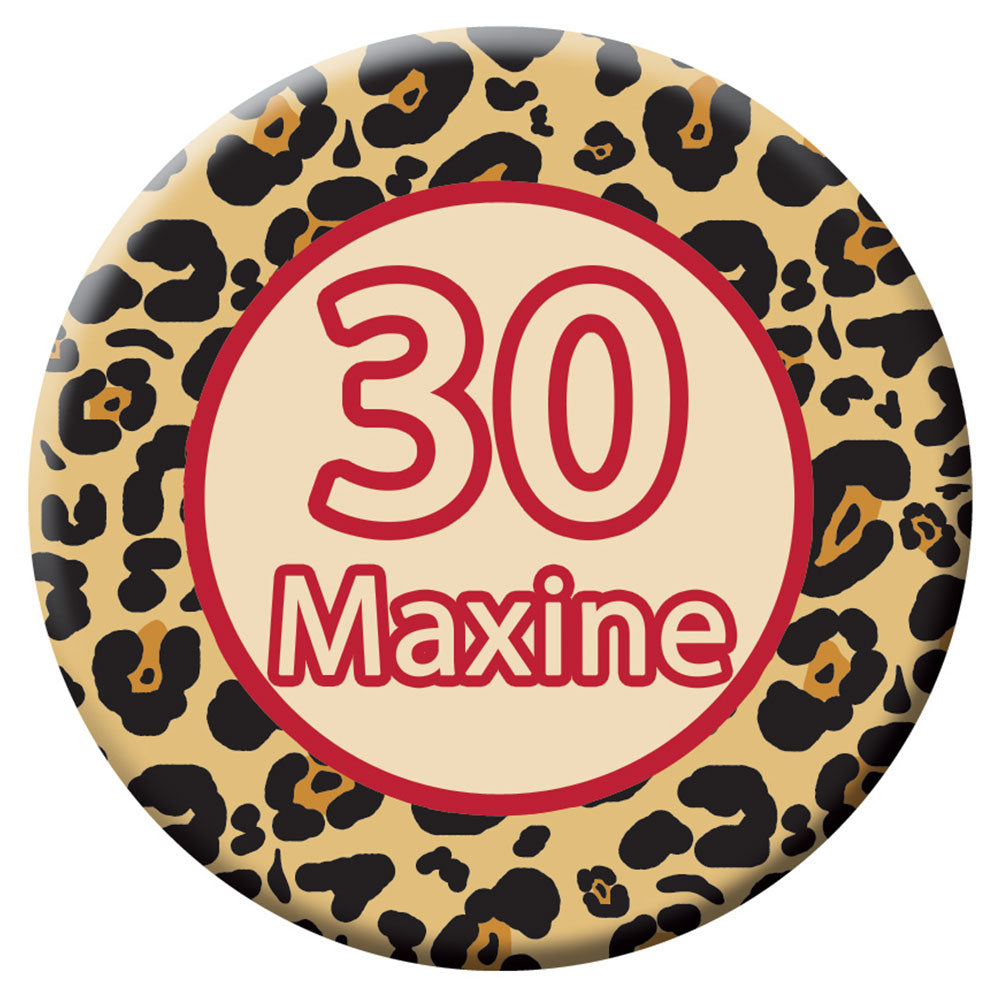 Personalised Leopard Print Themed Badge - 58mm - Each