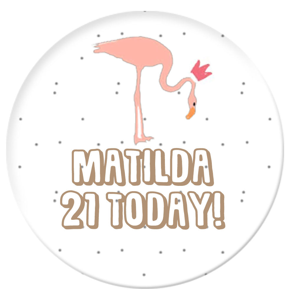 Personalised Flamingo Princess Badge - 58mm - Each