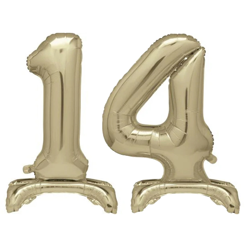 Gold Number 14 Air-Filled Standing Balloons - 30"