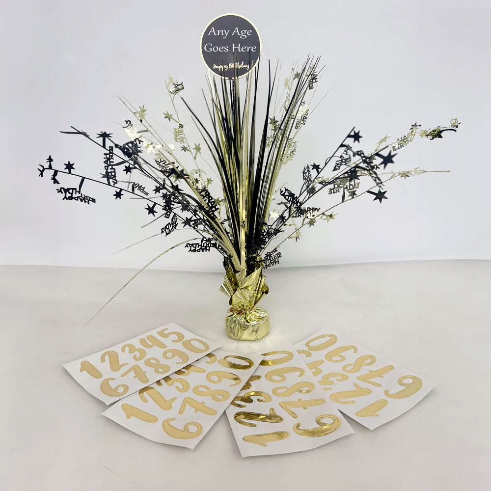 Customisable Add Your Age Gold Happy Birthday Centrepiece - 45cm