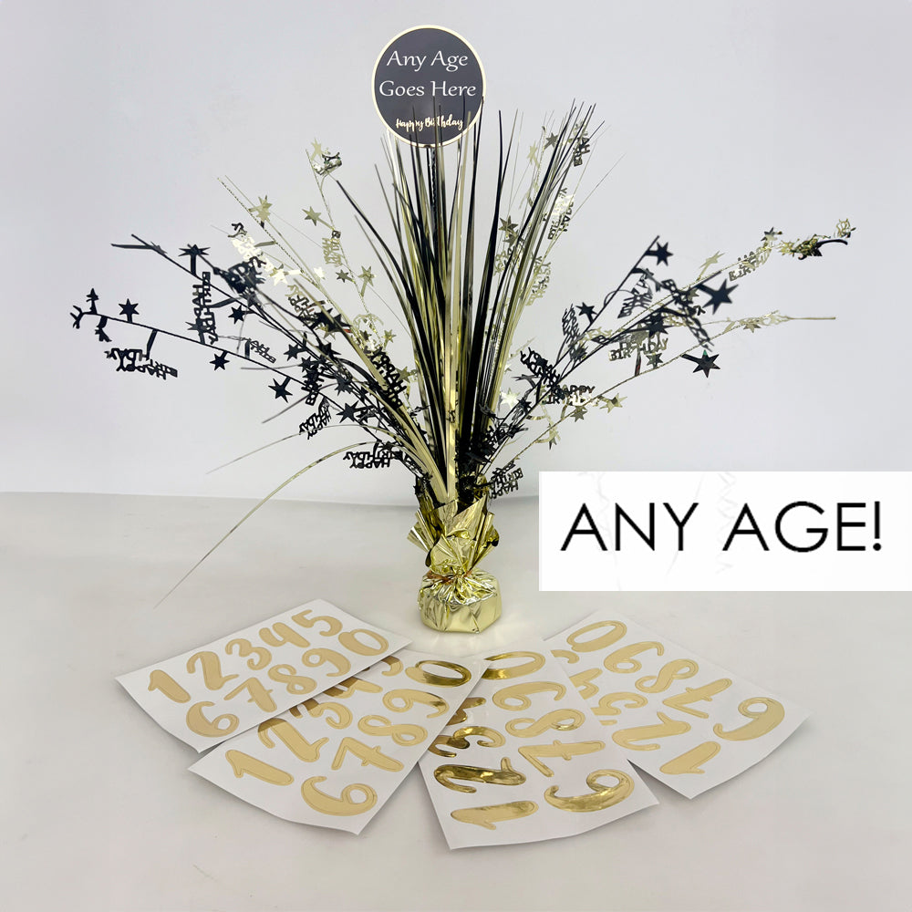 Customisable Add Your Age Gold Happy Birthday Centrepiece - 45cm