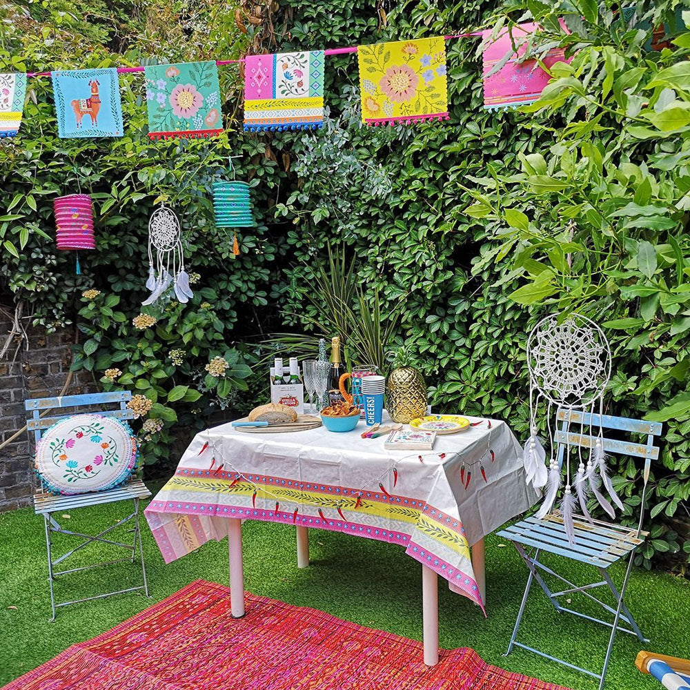 Boho Fiesta Pom Pom Mixed Paper Bunting - 4m